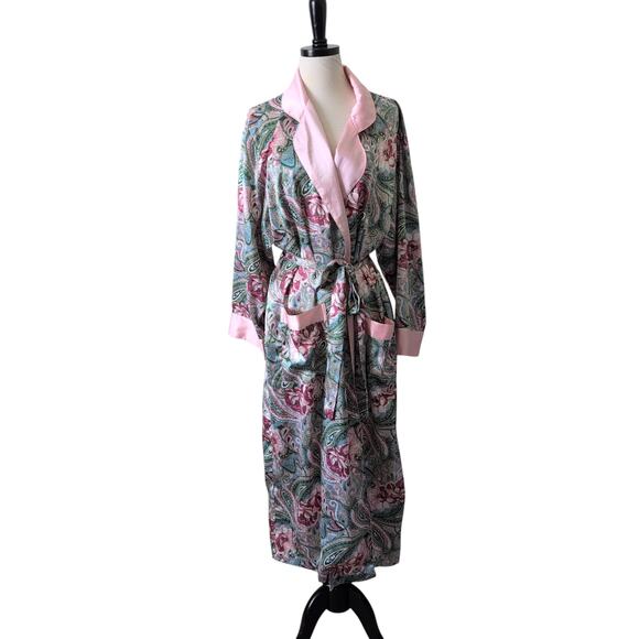 Vintage Y2K Victoria's Secret Gold Label Robe Medium Pink Floral Night Dress - Picture 1 of 8